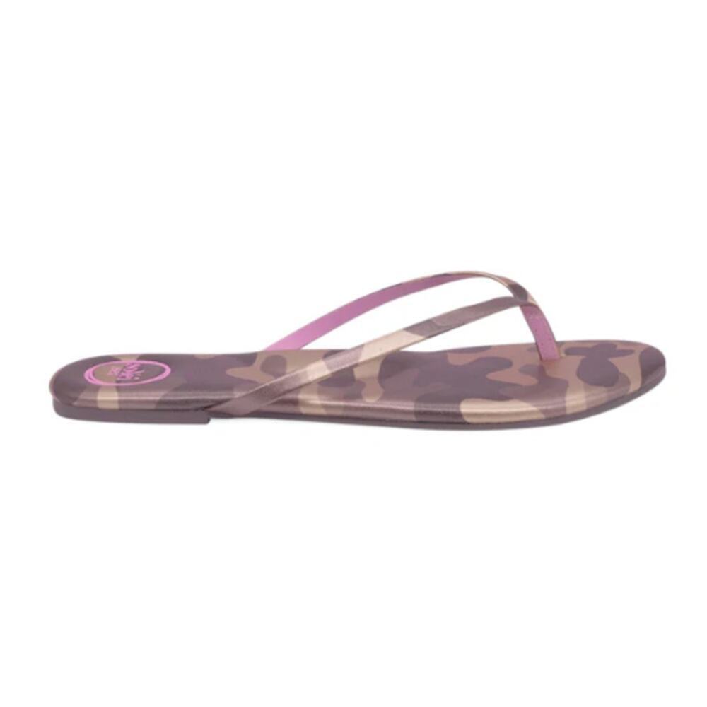Solei Sea Women's Metallic Gold & Lilac Indie Camo Flip Flop Sandals Size 7 - Picture 9 of 10